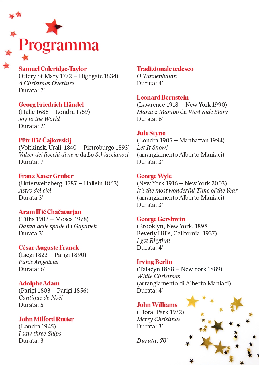 Programma concerto 21 dicembre 2025