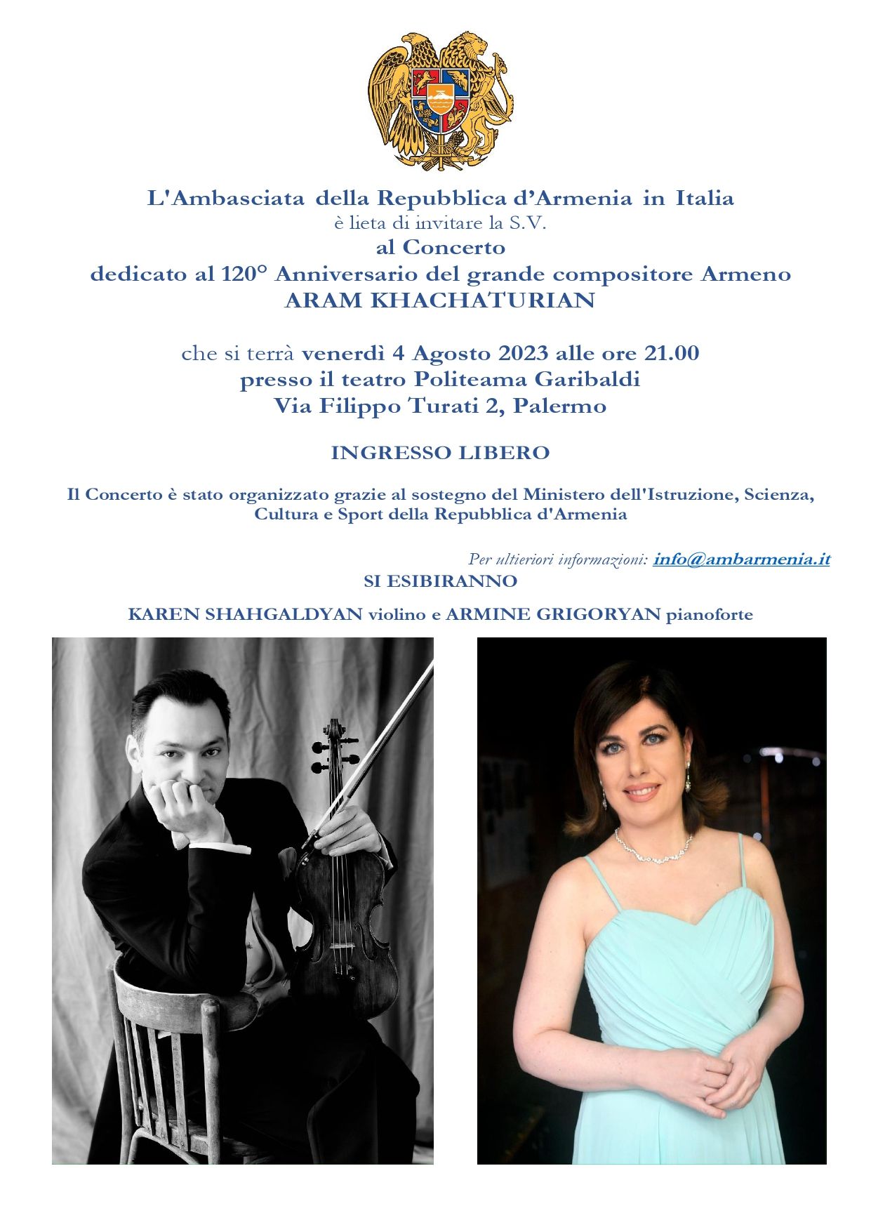 Invito anniversario Khachaturian